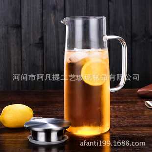 加厚凉水壶1500毫升高硼硅耐热凉水壶不锈钢带盖过滤玻璃冷水壶