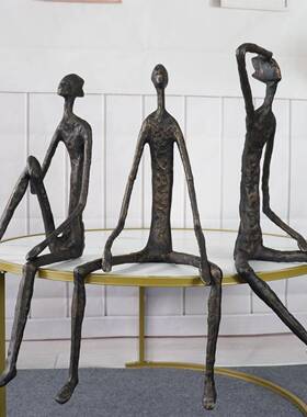 简约现代样创意金属人物雕塑摆件新中式别酒墅BWV店家板房居软装