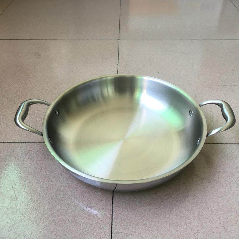 新款304不锈钢煎锅三819层钢蒸汽锅鲜大锅酒店用途多海尺寸炒锅