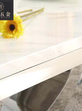 北欧风大理石不锈钢组桌椅合现餐代简约铂方形饭桌源C89537T8014