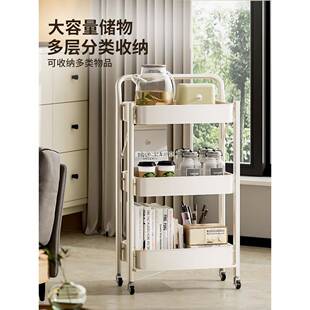 可折叠HPWOAYZM书架小推动车物架纳落地移带轮卧室置零食架厨房收