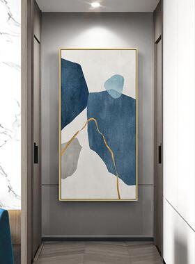 沉静之道蓝现代简约抽蓝色轻奢象壁玄关装饰画S-369走廊过艺术竖