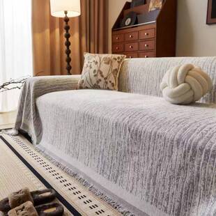 奶油风色沙发巾纯冬雪尼尔季加厂家直供厚发防猫抓防滑沙盖布套罩