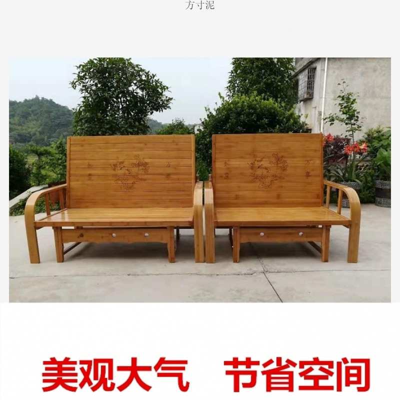 折叠沙发床竹床双人床午休床午睡床简易实木床竹子凉床厂跨境