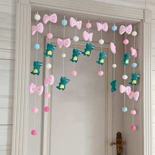 恐龙蝴蝶结卫生间家用门帘窗帘装饰帘隔断帘卧室魔术贴挂帘儿童房