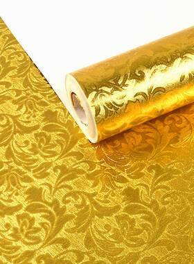 金箔壁141纸黄色简约式茛苕叶KTV吊顶天花板客金厅欧电视背景墙纸