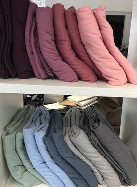 日式棉透色针织素棉JPU床笠色单双人天竺棉床单单纯件柔软气裸睡