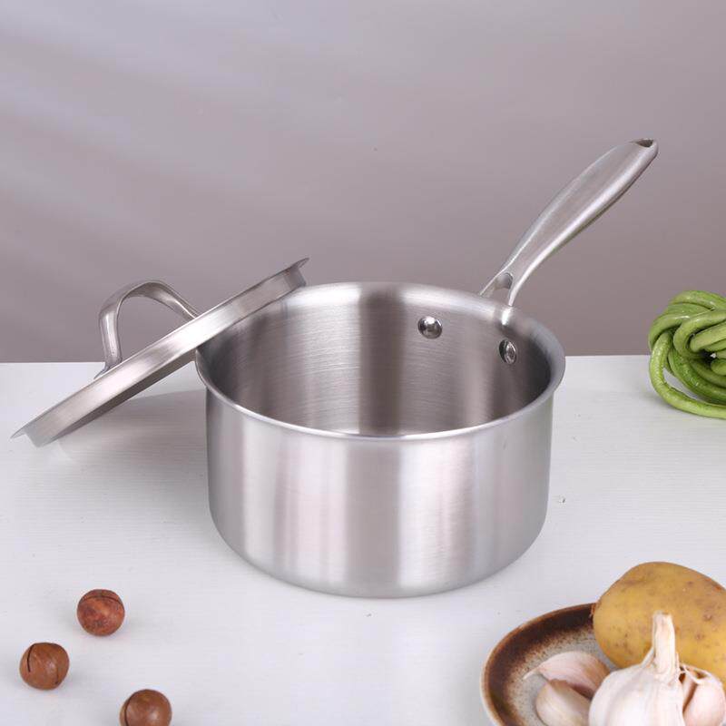 年会礼品304不锈钢奶锅无锅锅涂16cm层煮小汤锅煮面加厚奶可印log