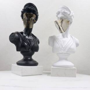 式家居饰BJ00054品摆件面具人装饰品客欧玄边几售楼部展关厅雕塑