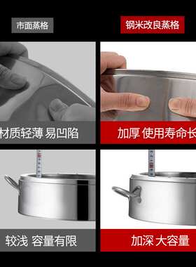 钢米40cm无孔原味蒸饭锅家用不锈钢多层加厚节能锅不串味蒸笼商用