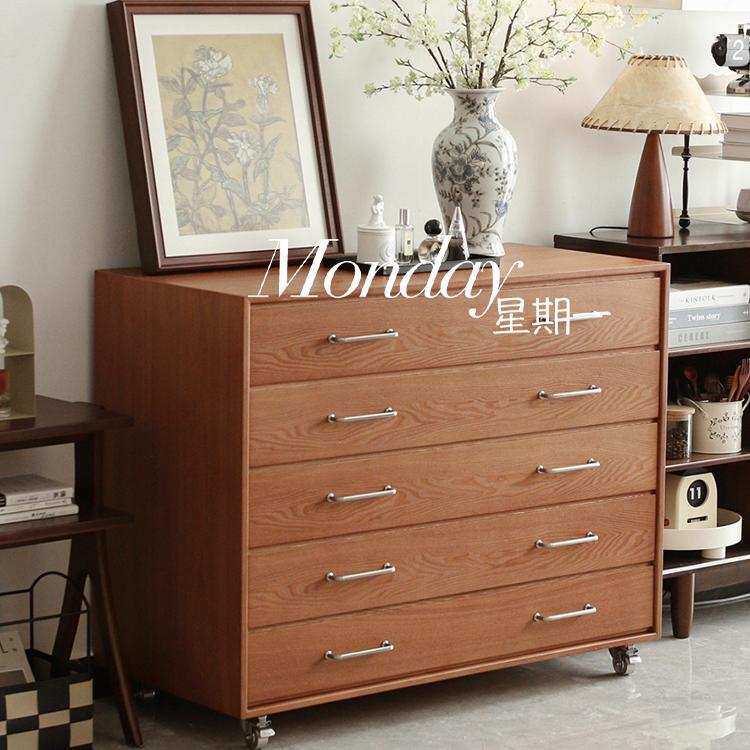 法式复古实木斗柜北欧五斗橱收纳柜卧室储物柜多抽屉式入户玄关柜