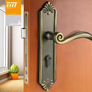 卧室入户普通厕所办公室极简法式家用通用型木门房间锁青古铜门锁