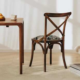 原宿林国风临海叉背椅中古实木餐椅家用法式餐厅椅子靠背椅高级