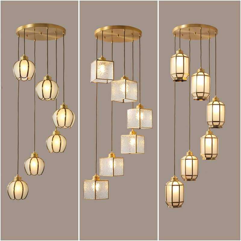 全铜新中式吊灯旋转楼梯间过道灯玄关走廊吧台餐厅卧室客厅灯具,3C数码配件,USB灯,淘宝优惠券,粉丝福利购,淘宝优惠卷