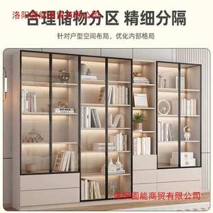 现代简约家用组合酒柜玻璃门组合书柜一体到顶客厅收纳储物小柜子