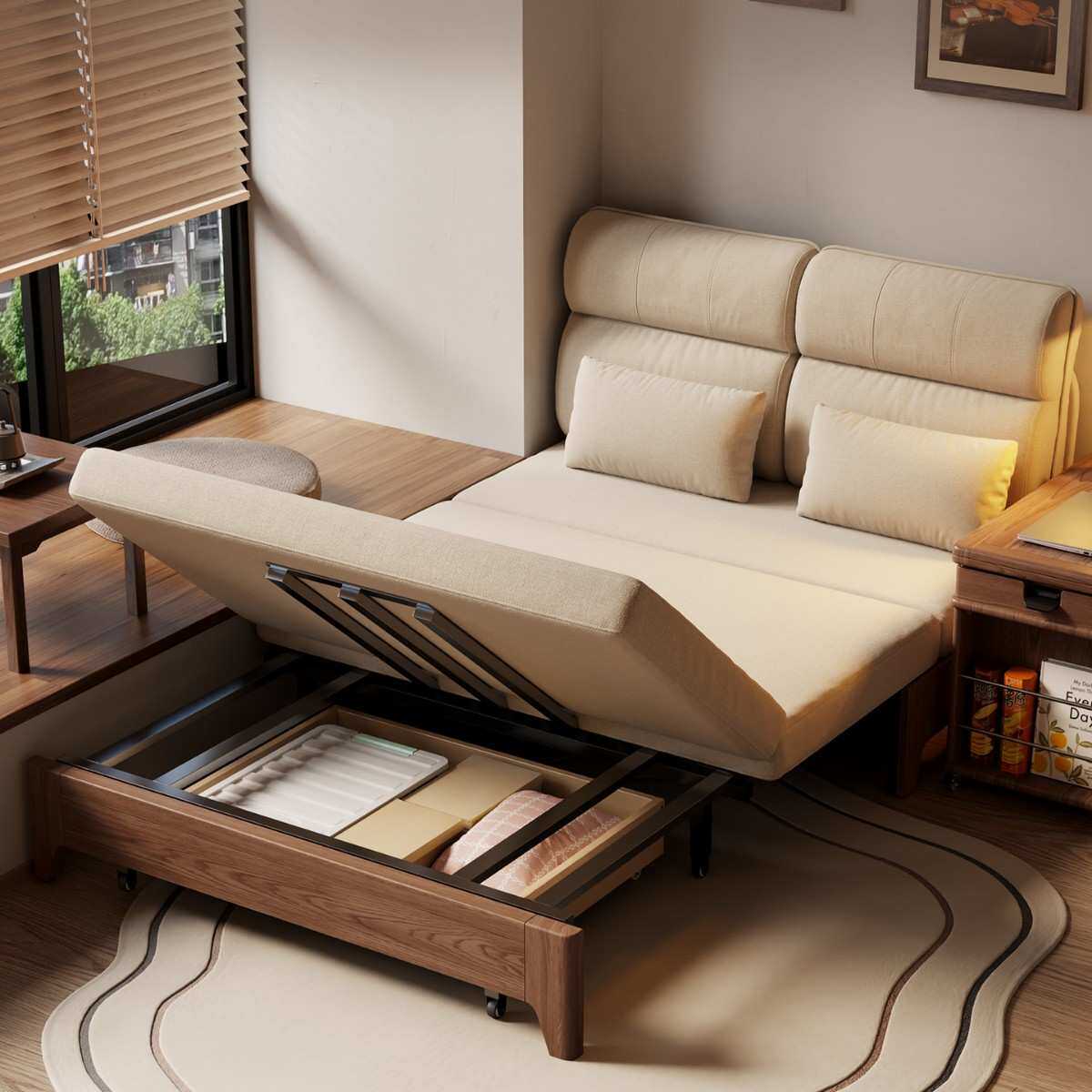沙发床一体两用书房双人1.2米小户型客厅客卧1米5实木折叠沙发床