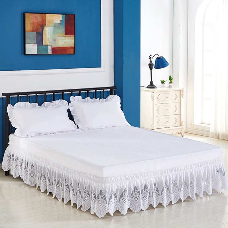 外贸床品美式松紧床裙单件蕾丝床围不带床面公主风床套bed skirt