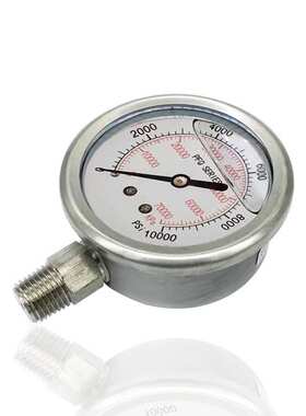 供应全钢充油注液压力表不锈钢耐震抗振径向立装YNBF60 10000PSI