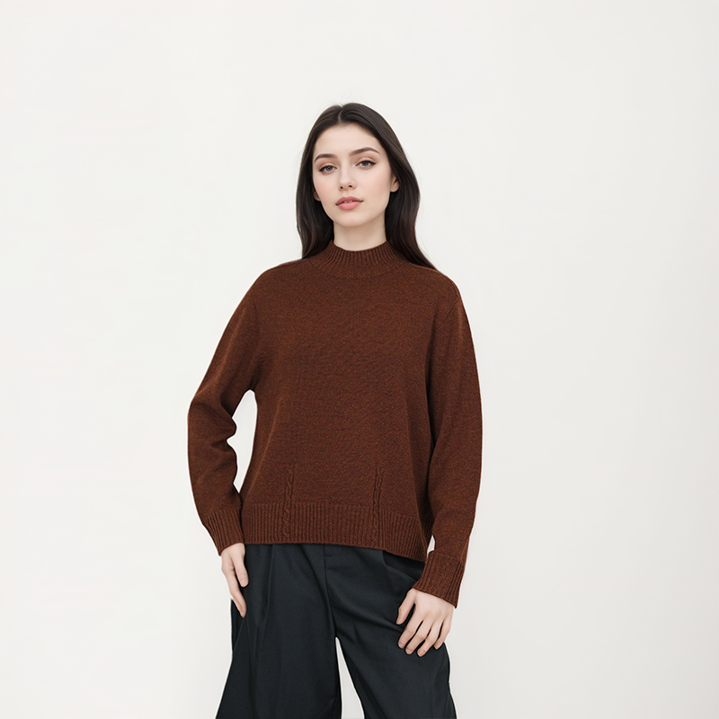 【甜甜粉丝专享】秋冬女士半高领宽松含羊毛针织衫毛衣TN5271