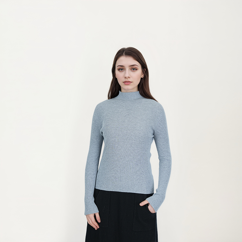 【甜甜粉丝专享】长袖套头款修身型纯色毛针织衫女装上衣TN5269