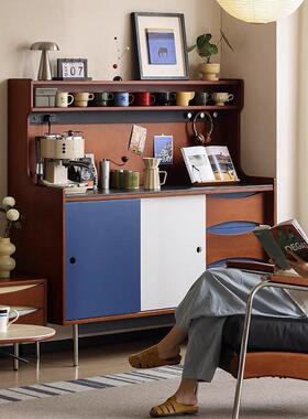 北欧实10936木边柜家小户餐型不锈钢用撞色拼色茶柜餐厅水收纳咖