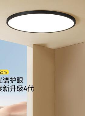 超薄2cm年轻人卧室灯简约现代护眼阳台主房间黑色意式极简吸顶灯