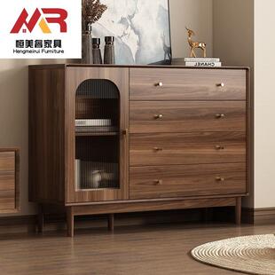 斗柜实木多功能抽屉柜收纳柜现代客厅卧室靠墙五斗六斗带门储物柜