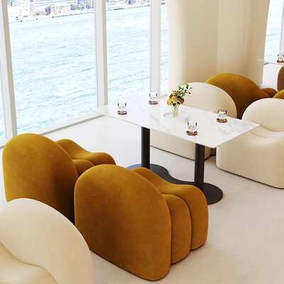 休闲轻奢设计师创意异形弧形弯管单人沙发椅样板间酒店客厅设计师