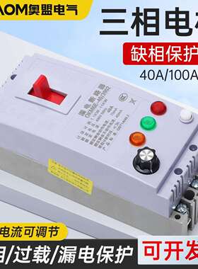 缺相漏电保护器三相电机DZ15水泵断相漏保开关过载断路器40A 100A