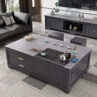 岩板小户型全自动升降茶几冲茶一体家用多功能茶桌轻奢现代泡茶台