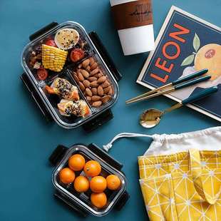 9QXC高鹏硅玻璃可微波炉保鲜盒饭盒分隔型男生上班族学生便当盒圆