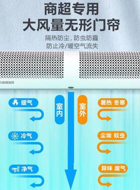 遥控梯款风冷幕机用UTQ电商铺商专用门口风帘机餐饮店库空气幕包
