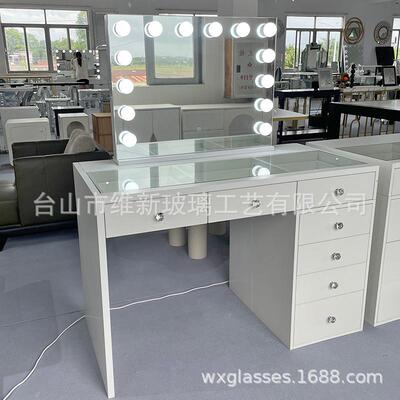 现货简约网红梳妆台卧室大容量镜子化妆桌斗柜一体vanity table