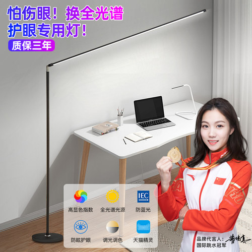 极简长条形餐厅书桌立式落地灯沙发旁边的看书护眼灯具宿舍可移动