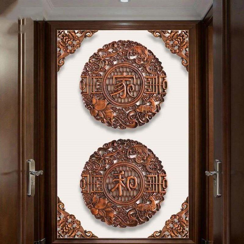 壁饰茶楼实木福字角花壁挂背景花格新中式挂屏墙壁画室内雕刻摆件