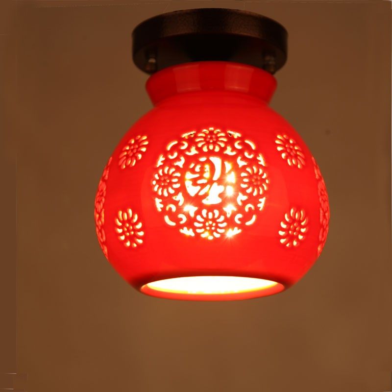 中式陶瓷灯具吧阳台灯红灯笼餐厅单头灯吸顶灯门厅走廊过道灯饰,家装灯饰光源,厨卫/阳台/玄关/过道吸顶灯,淘宝优惠券,粉丝福利购,淘宝优惠卷