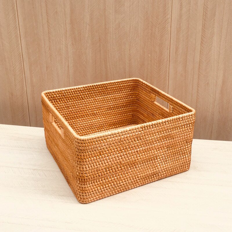 越南藤编织收纳筐藤编置物篮子零食框杂物手提编织厨房储物编制筐