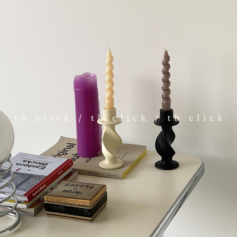 Click扭扭陶瓷烛台摆件复古中古vintage诧寂风家居装饰店铺陈列