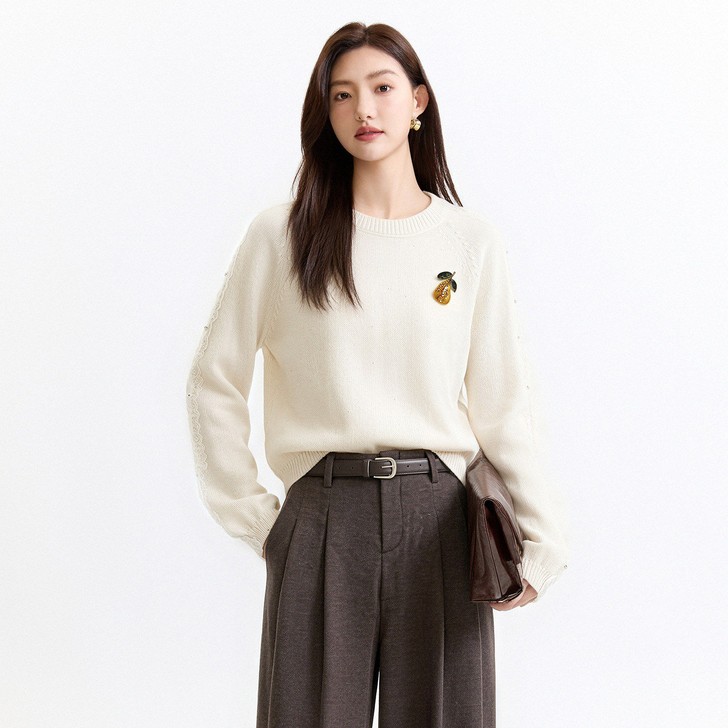 高智感秋装羊毛宽松慵懒针织衫女
