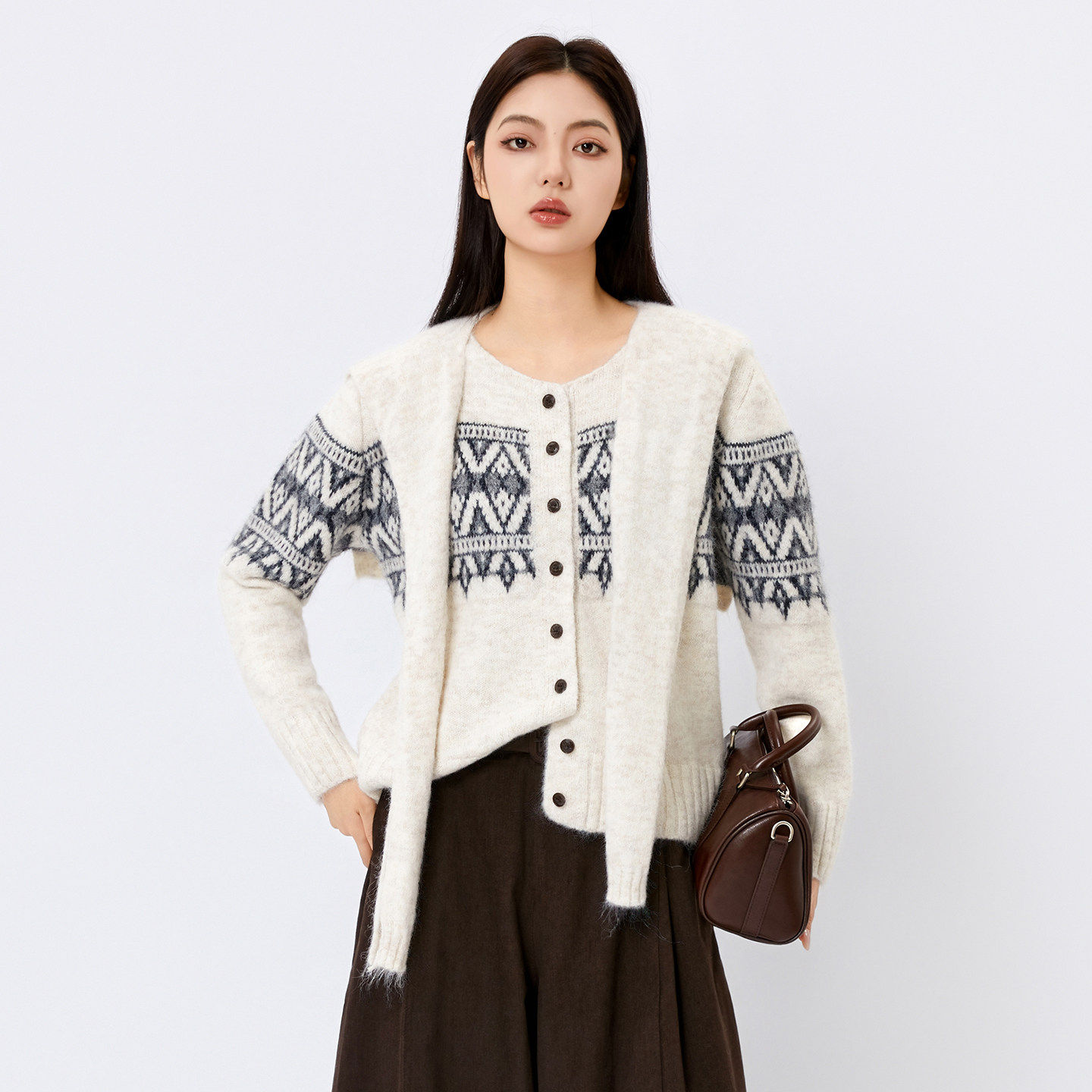 蜜澳毛衣女2025冬季新款费尔岛毛衫设计感长袖针织羊毛衫复古上衣,女装/女士精品,毛衣,淘宝优惠券,粉丝福利购,淘宝优惠卷