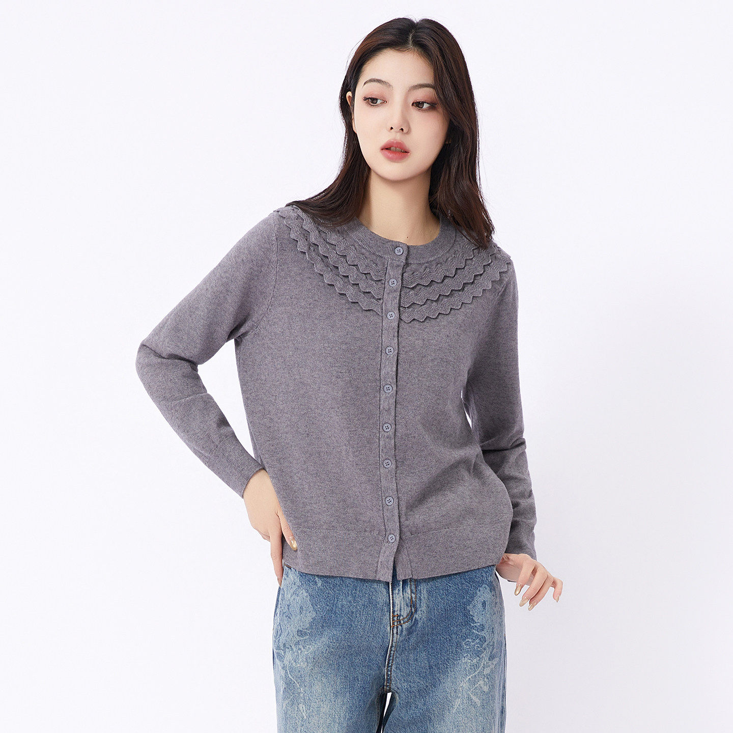 蜜澳针织衫2026春季温柔风多层花边低针织开衫女减龄毛衣打底衫,女装/女士精品,毛针织衫,淘宝优惠券,粉丝福利购,淘宝优惠卷