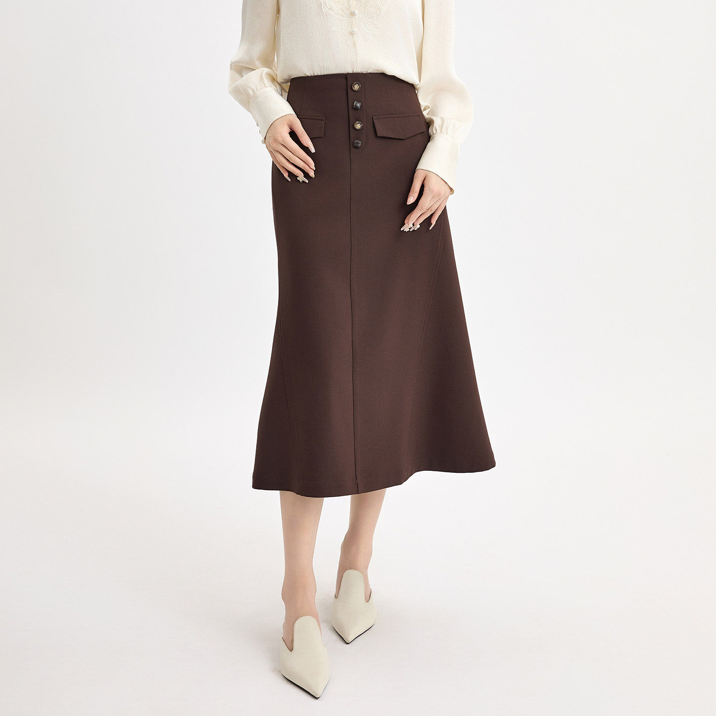 蜜澳通勤单排扣半身裙2026春季新品显瘦高腰气质中长西装A字裙,女装/女士精品,半身裙,淘宝优惠券,粉丝福利购,淘宝优惠卷