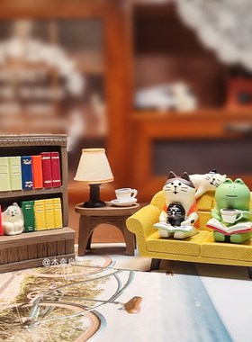 惬意的午b后治愈桌面小摆件卡通家具摆件娃娃屋沙发微缩家居模型