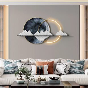 新中式金属挂件墙饰轻奢客厅茶室背景墙装饰铁艺格栅挂饰创意墙饰