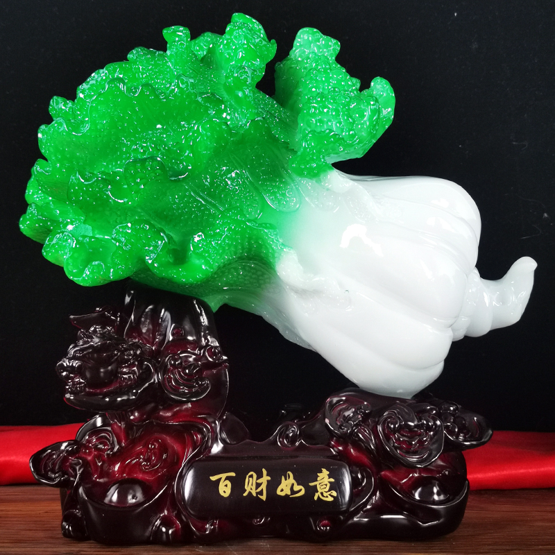 百财如意招财玉白菜摆件客厅玄关家居G摆K设酒柜装饰品店铺开业礼
