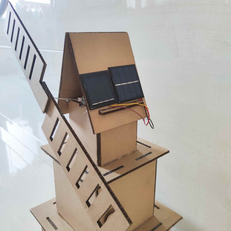 瓦楞纸自制太阳能旋转风车小屋diy科学小制作手工材料包立体作品