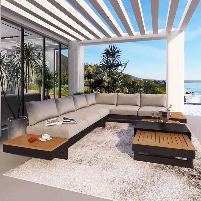 定制北欧户外沙发阳光房别墅铝合金懒人沙发花园防水酒店露台家具