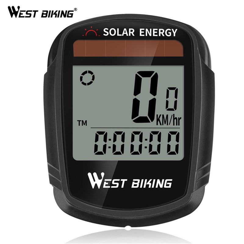 无线太阳能码表山地公路自行车大屏大字英文防水夜光测速器英文