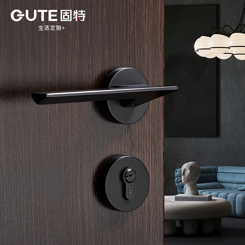 卧室门锁室内房间门锁木门把手家用通用型磁吸静音锁具简约