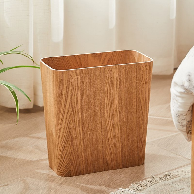 北欧轻奢实木垃圾桶家用客厅方形无盖垃圾筒酒店木质高档废纸篓